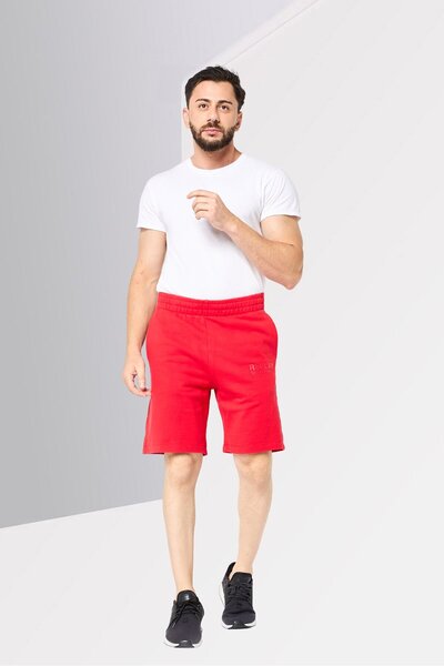 Replay Men Regular Fit Brand Logo Basic Shorts, Red