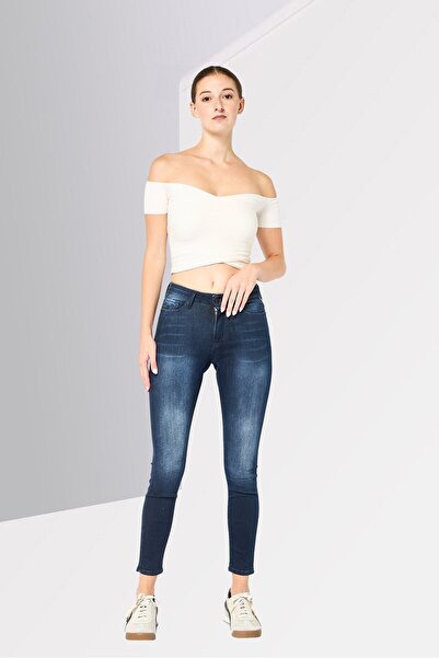 Replay Women Skinny Fit Washed Stretchable Denim Jeans, Dark Blue