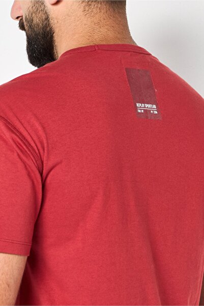 Replay Men Round Neck Short Sleeves Graphic Print T-Shirts, Red