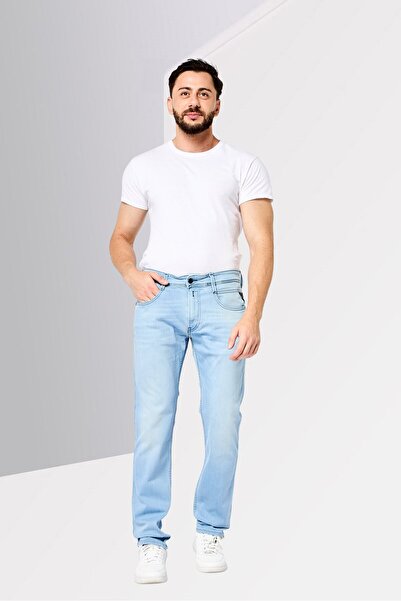 Replay Men Slim Fit Washed Stretchable Denim, Light Blue