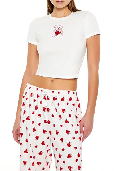 Forever 21 Ayıcık Baskılı Tişört ve Alt Pijama Takımı