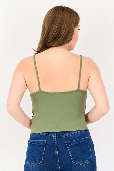 Don't Call Me Jennyfer Women V-Neck Sleeveless Plain Tank Top, Olive