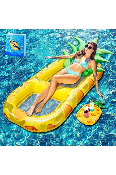 erorex Pool Inflatable Floats Adult Giant Pineapple Inflatable Pool Floats Cup Holder 170 Cm Beach