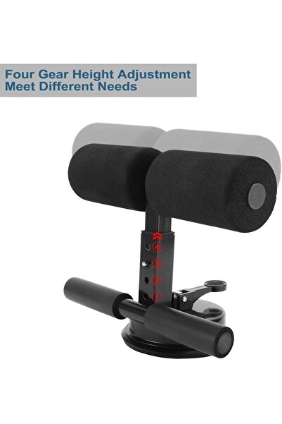 erorex Sit Up Bar Floor Black Portable Abs Exercise Equipment Adjustable Foot Holder Strong Suction Cups