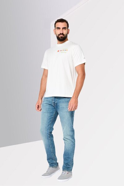 Replay Men Crew Neck Short Sleeves Graphic Print T-Shirt, Off White
