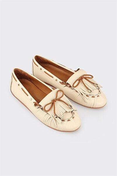 Elle Shoes Bej Deri Kadın Günlük Ayakkabı