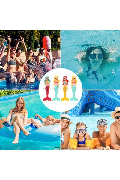 erorex 4 Pcs Diving Pool Toys Set Mermaid Bath Toy Mermaids Underwater Swimming Pool Toys Kids Torpedoes