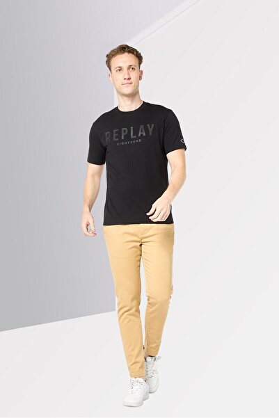 Replay Men Crew Neck Short Sleeve Brand Logo T-shirt, Black