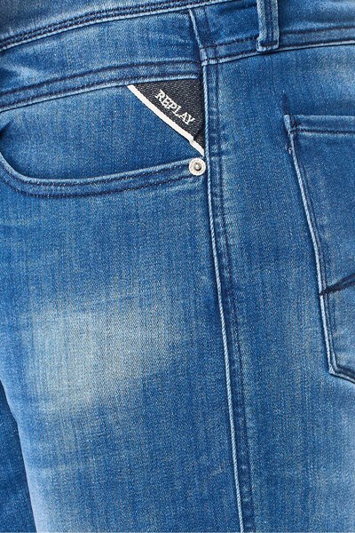 Replay Men Slim Fit Washed Stretchable Jeans, Blue