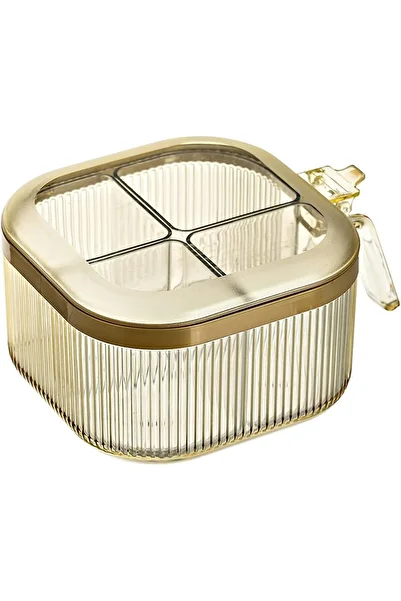 erorex 4 Compartments Seasoning Box Lid,Seasoning Box Cover Serving Spoons,Kitchen Condiment Jars,Clear