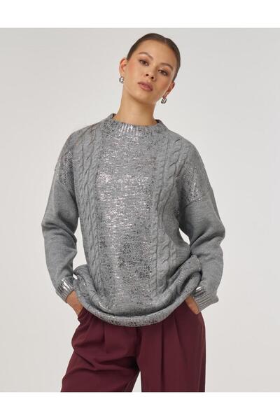 Kayra Off-Shoulder Knitwear Tunic Gray