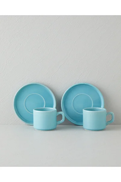 English Home Coastal Bliss Ceramic 4-Piece 2-Person Tea Cup Set 184 ml Light Blue