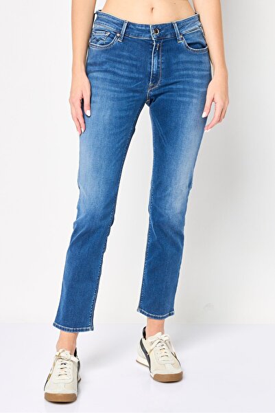 Replay Women Skinny Fit Washed Stretchable High Waist Denim Jeans, Blue