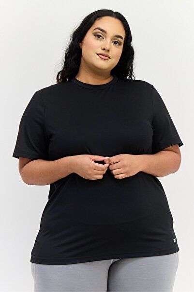 Reebok Women Plus Size Short Sleeves Training T-Shirt, Black
