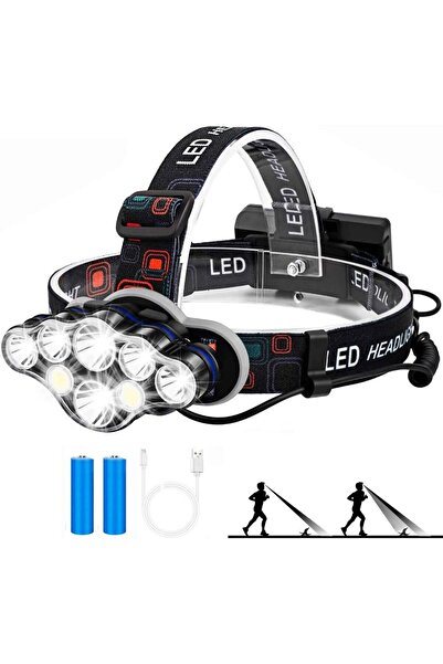 erorex Portable 8 LED Mini Headlamp Working Lamp Waterproof Flashlight Powered By 18650 Battery Nighttime