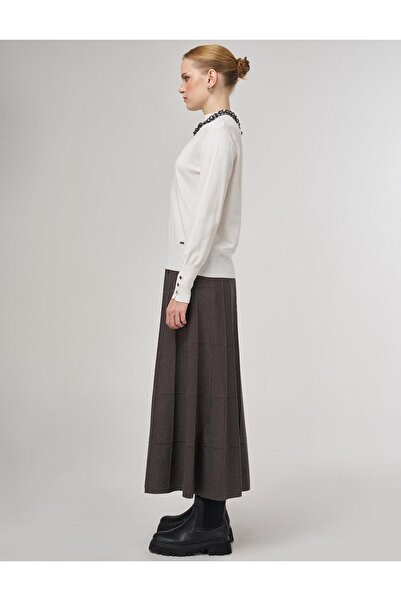 Kayra Basic Viskon Triko Kazak Ekru