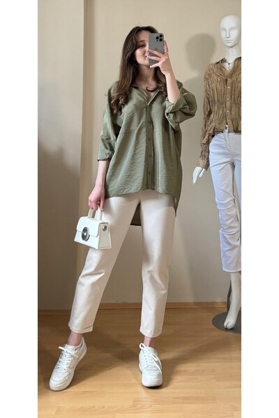 Eda Başak Atelier Oversize Draped Cotton Shirt