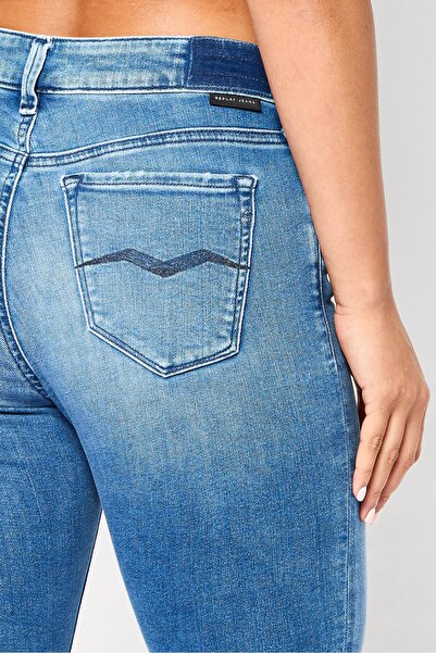 Replay Women Skinny Fit Luzien Washed Stretchable High Waist Denim, Blue