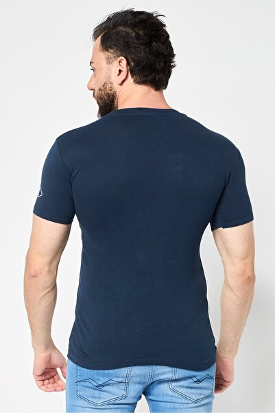 Replay Men Crew Neck Short Sleeve Graphic Print T-Shirt, Navy