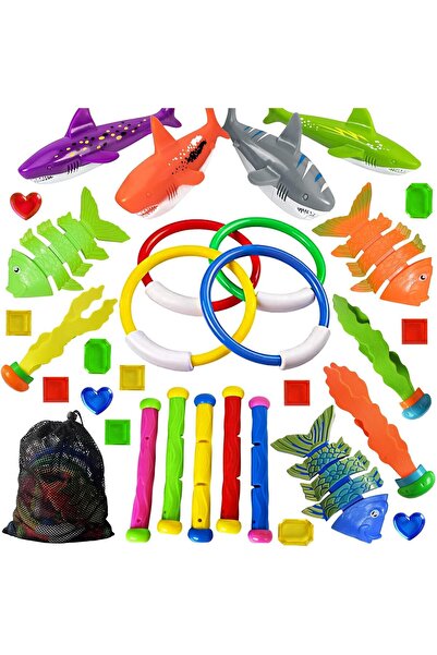 erorex Pool Diving Toys Games 31 Pcs Swimming Pool Toys Kids Teens Diving Rings Dive Sticks Underwater