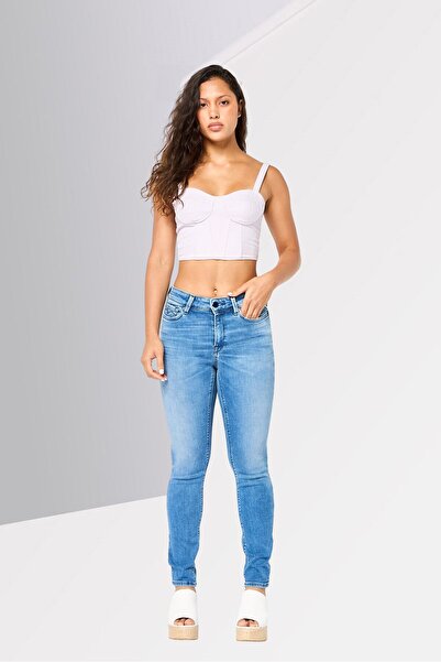 Replay Women Skinny Fit Luzien Washed Stretchable High Waist Denim, Blue