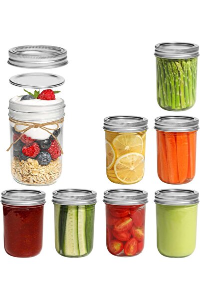 erorex Small Mason Jars 8Oz 8 Pack, Regular Mouth Mason Jar Lids Seal Bands, Glass Half Pint Canning Jar