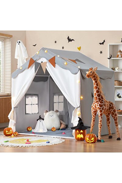 erorex Kids Tent Playhouse 2-in-1 Padded Mat Lights Play Tent 2 Doors & 4 Windows Toddler Tent