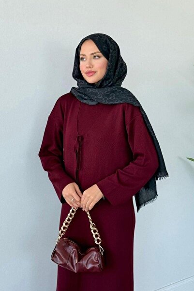 Şulemoda Giyim فستان تريكو بجعة كروب أحمر كلاريت