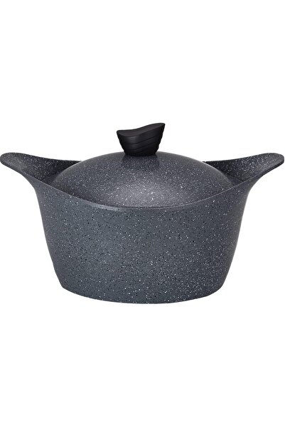 erorex Ceramic Coated Pot With Lid 28Cm 6.15L Grey Aluminum Marble Nonstick Coating |Made In Saudi