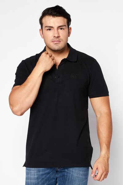 Cerruti 1881 Men Regular Fit Embroidered Short Sleeves Polo Shirt, Black