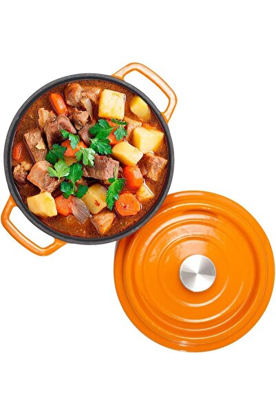 erorex Cast Iron Cooking Pot, Cooking Pot, Orange, 20 Cm