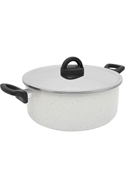 erorex Non Stick Stew Pot With 2 Layered Aluminium Coating, 28 Cm, White