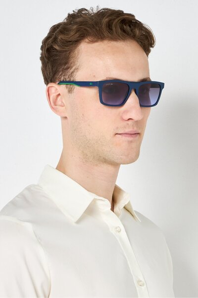 Lacoste Men L957S Square Sunglasses, Mattle Blue