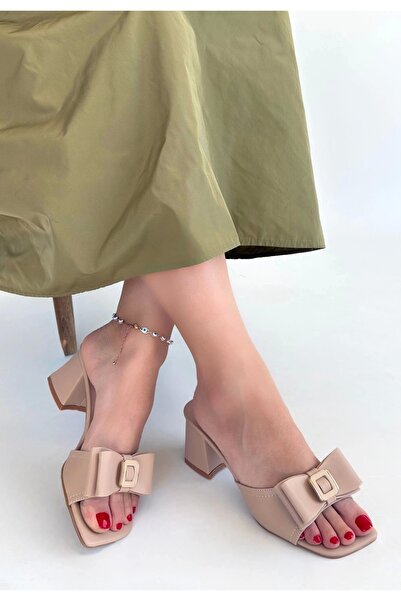 Işıltı kidss Veor nude skin high heel slippers