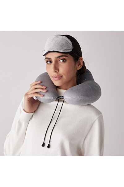 Home Center Solid Neck Pillow and Eyemask Set