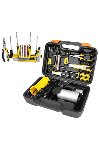 Lider Compresor auto 12V premium 2 cilindri , 7 accesorii , lanterna si trusa ,