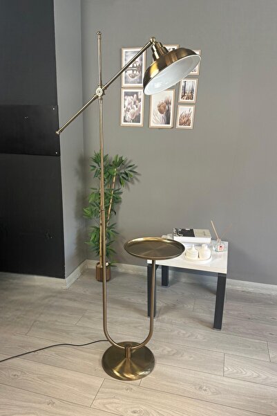 Bamyum Eskitme Renk Lambader U Tepsili Makas Gövde Modern Dekoratif Metal Oturma Odası Zemin Lambası