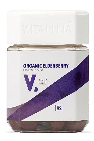 Vitamin A حلوى جيلاتينية بنكهة البلسان الأسود العضوية من فيتامينا - 60 قطعة