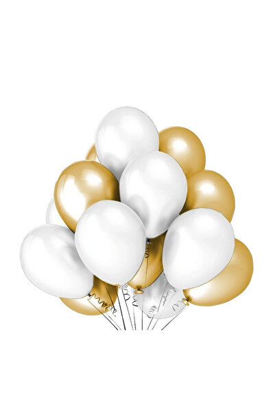 Flippy Set 10 Baloane din Latex Metalizate, Flippy, Model Party, 5x Alb, 5x Nude, 23 cm, 2.2 g