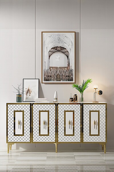 CENEYRA KA1510BG PUMA KONSOL, TV SEHPASI BEYAZ-GOLD 150cm