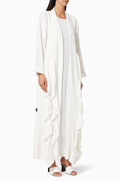 Noora Ahli Capture Elegance with This Graceful Sequin Ruffle Abaya Two Piece Set