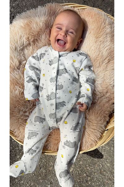 VANİLLİA ثوب فضفاض مطبوع للأطفال حديثي الولادة من القطن العضوي بنسبة 100%