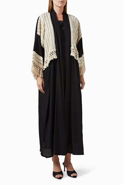 Beige Collection عباية وشالا مريحة بتصميم مهدئ مع ألواح متباينة أنيقة
