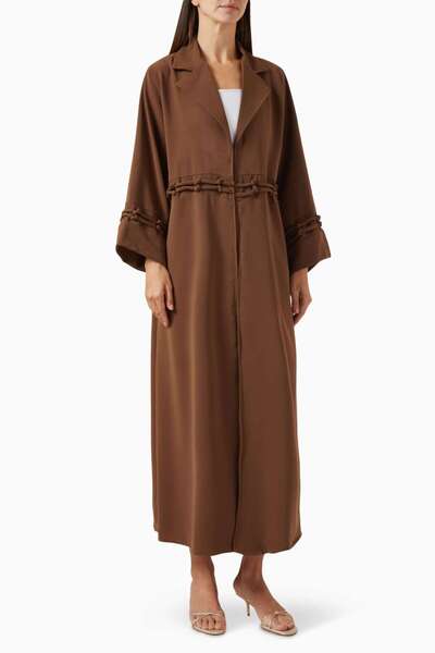 Beige Collection عباية بياقة مفتوحة وشيلا بتصميم مريح، خيار عملي وأنيق