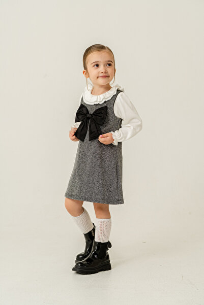 Eray Kids Σετ φόρεμα με λεπτομέρεια από γκλίτερ για κορίτσια με βολάν λαιμόκοψη και φιόγκο (Ηλικία 2-5 ετών)