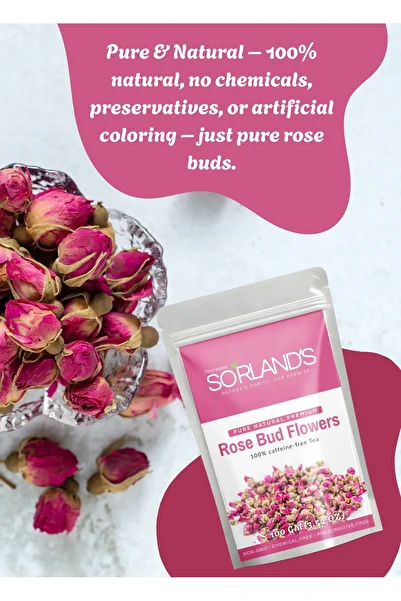 Sorland s Premium Red Rose Buds, 100% Natural Sun-Dried Whole Buds – Herbal Tea, Skincare & Culinary Use(100G)