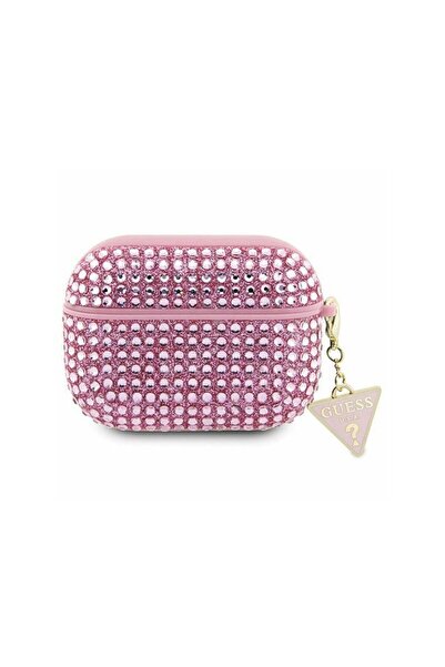 Guess AirPods Case with Crystals, Pink, TPU, with Charm Keychain