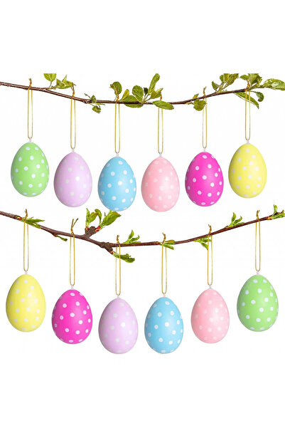 Yongusga Set de 12 ouă de Paște, plastic, multicolore, 6 x 4 cm