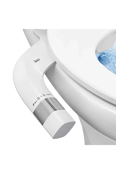 Elindor Ultra-Slim Self-Cleaning Toilet Bidet, Adjustable Pressure and Angle Control, Dual Nozzles, Silver
