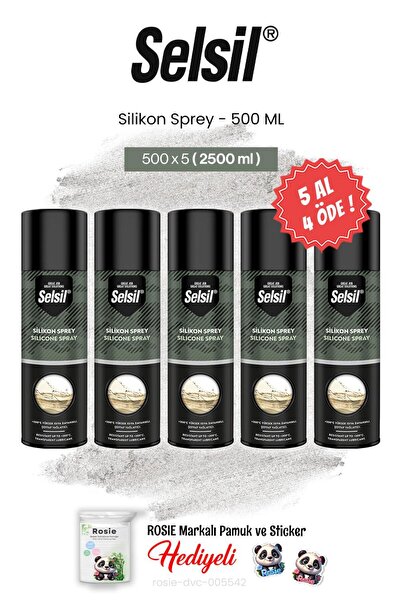 Selsil 5 AL 4 ÖDE Silikon Sprey, 500 ml ve rosie pamuk